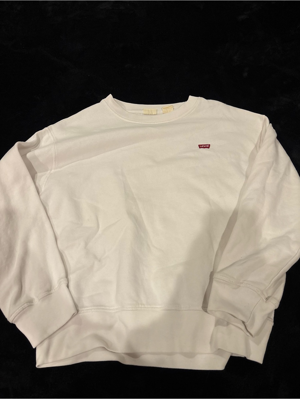 Levi's Men's White Crewneck Sweatshirt with Red Logo